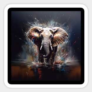 Stunning Elephant in Water Painting Sticker